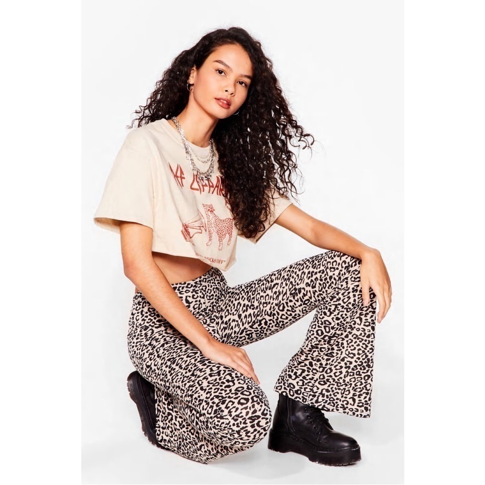 NASTY GAL Animal Print Bellbottom Pants